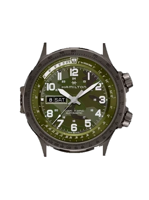 Khaki Aviation H77775960 with Vintage Brown Calfskin Strap — Natural Patina