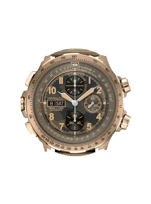 Khaki Aviation H77916920 con Cinturino Vitello Vintage Marrone — Patina Naturale
