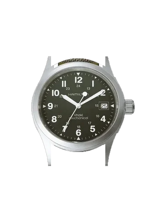 Khaki Field H69419363 with Grand Cavalier Leather Strap Orange