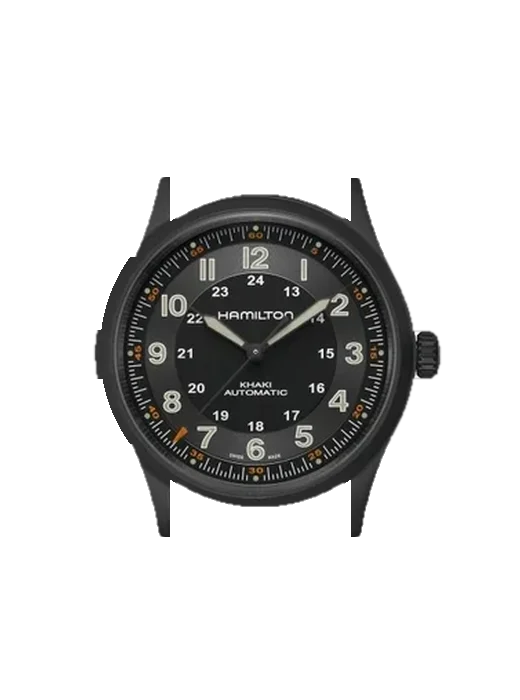 Khaki Field H70215130 con Correa Grand Cavalier de cuero naranja