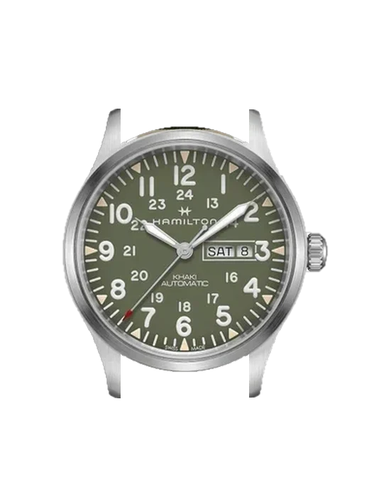 Khaki Field H70535061 con Correa Grand Cavalier de cuero naranja