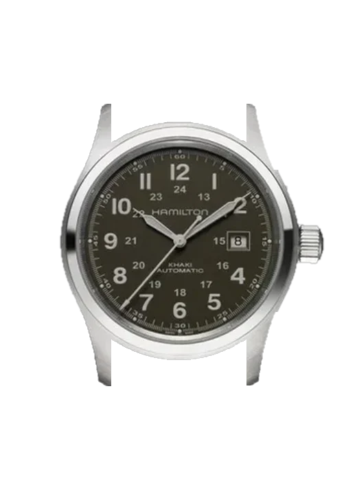 Khaki Field H70555863 con Cinturino Vitello Vintage Marrone — Patina Naturale