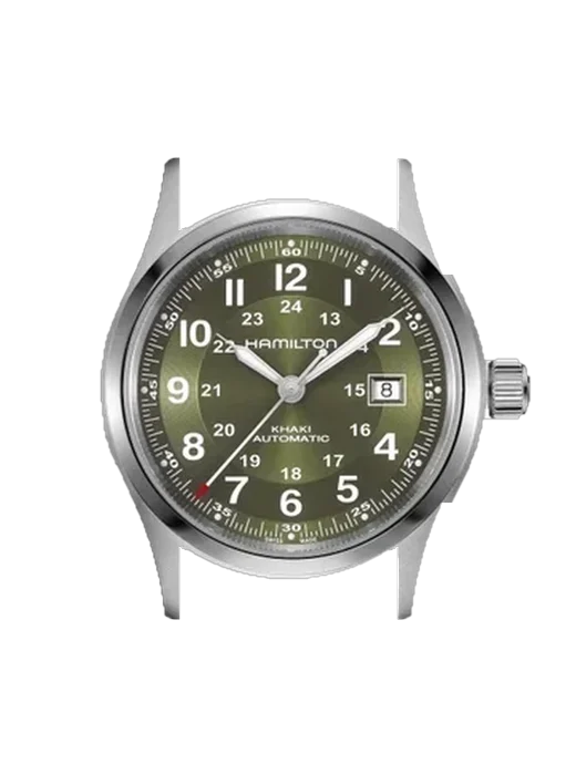 Khaki Field H70605160 con Correa de piel de becerro vintage marrón — Patina natural