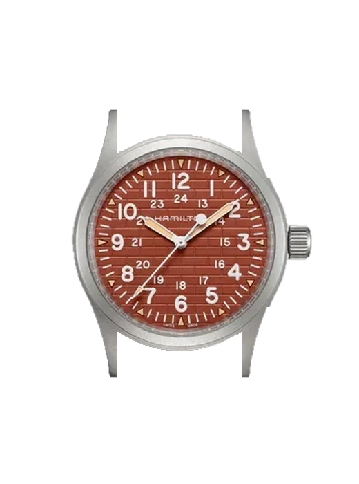 Khaki Field H89479970 with Grand Cavalier Leather Strap Orange