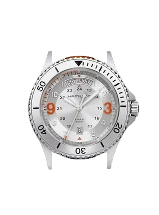 Khaki Navy H64551857 avec Bracelet Grand Cavalier Cuir Orange