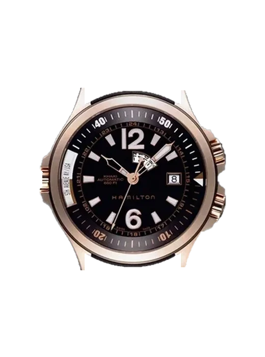 Khaki Navy H77545735 avec Bracelet Grand Cavalier Cuir Orange