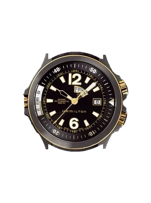 Khaki Navy H77575335 avec Bracelet Grand Cavalier Cuir Orange
