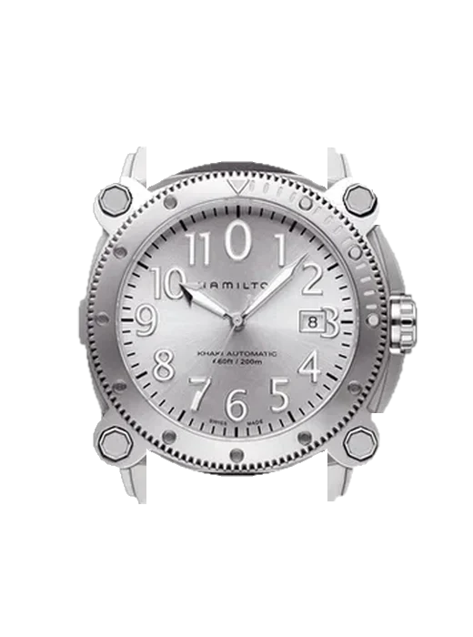 Khaki Navy H78555353 avec Bracelet de montre en cuir de veau vintage marron — Patine naturelle