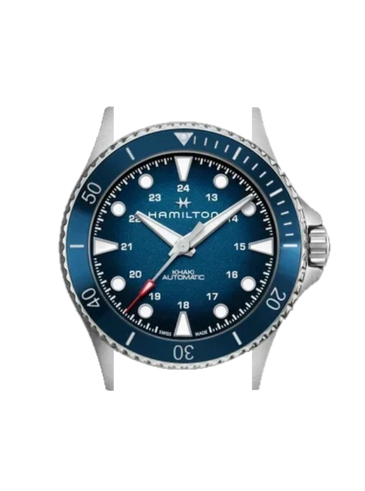Khaki Navy H82505140 avec Bracelet de montre en cuir de veau vintage marron — Patine naturelle