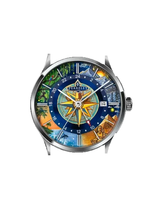 Perrelet Weekend GMT Atlas mit Grand Cavalier Cuir Armband Orange