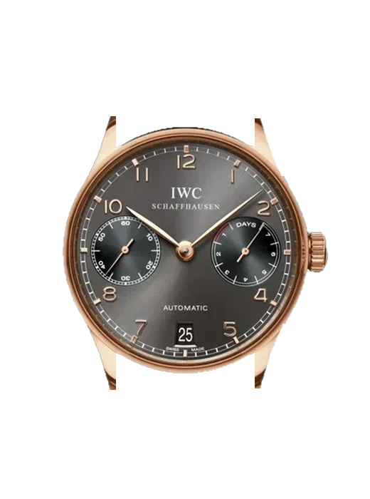 Portugieser IW5001-25 con Cinturino Vitello Vintage Marrone — Patina Naturale