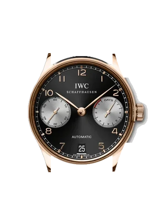 Portugieser IW5001-28 con Cinturino Vitello Vintage Marrone — Patina Naturale