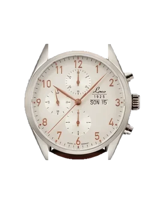 Chronographs 861586 con Correa de piel de becerro vintage marrón — Patina natural