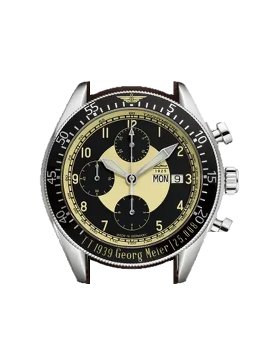 Chronographs 861878 con Correa de piel de becerro vintage marrón — Patina natural