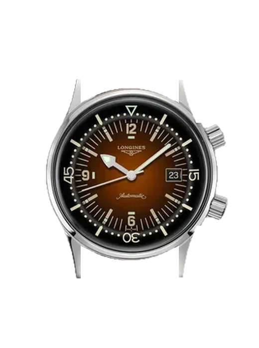 Legend Diver L3.774.4.60.2 con Correa de piel de becerro vintage marrón — Patina natural