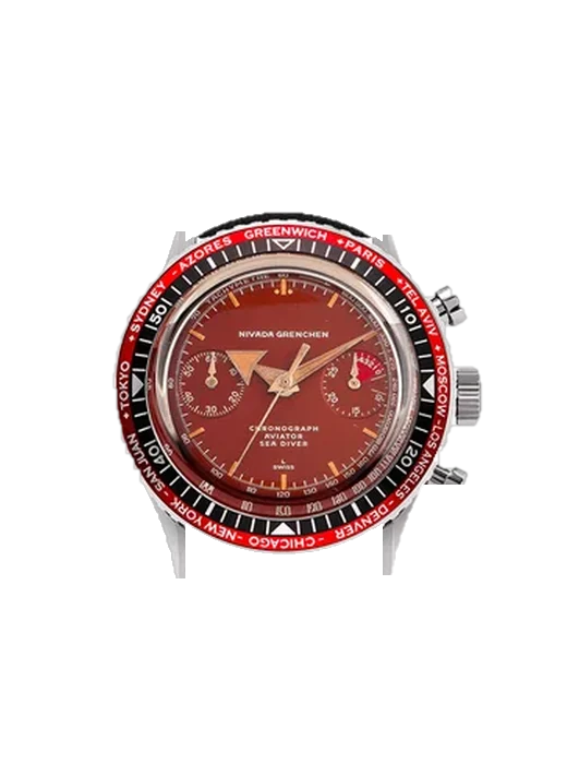 Broad BROAD-ARROW-TROPICAL-DIAL-INTERBEZEL-MANUAL avec Bracelet Hybride Alligator et Caoutchouc Bleu