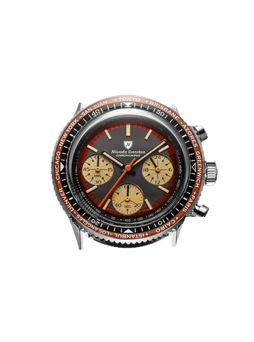 Chronoking CHRONOKING-RACING-BLACK-AMBER con Correa Grand Cavalier de cuero naranja