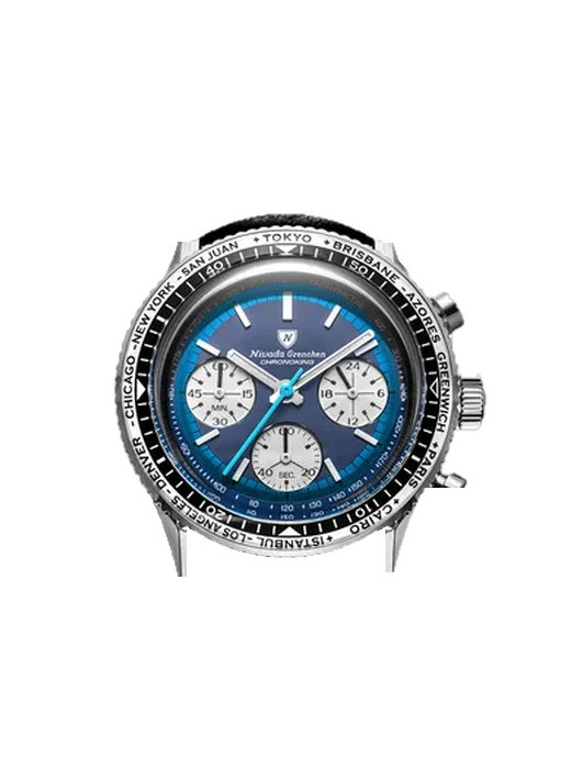 Chronoking CHRONOKING-RACING-BLUE-LAGOON avec Bracelet Grand Cavalier Cuir Orange