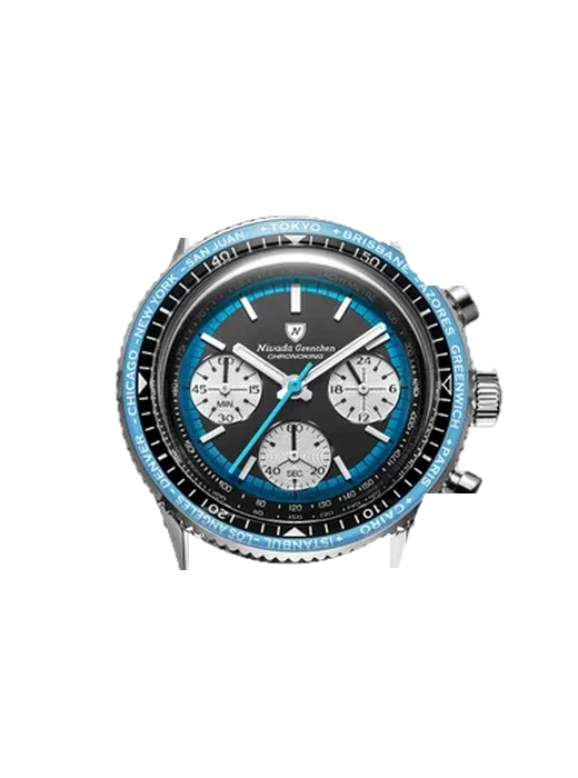 Chronoking CHRONOKING-SUMMER-BLUE mit Grand Cavalier Cuir Armband Orange