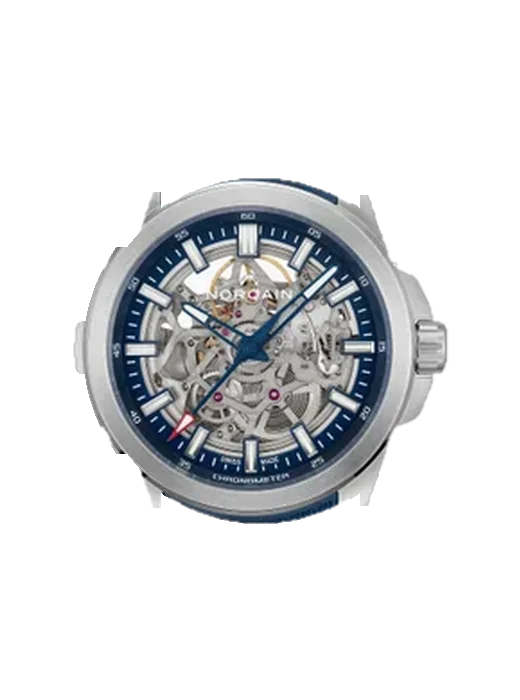 Independence Independence Skeleton 42mm Blue with Vintage Brown Calfskin Strap — Natural Patina