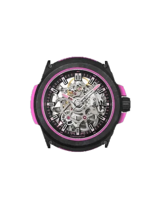 Wild Wild ONE Skeleton Hyper Pink with Grand Cavalier Leather Strap Orange