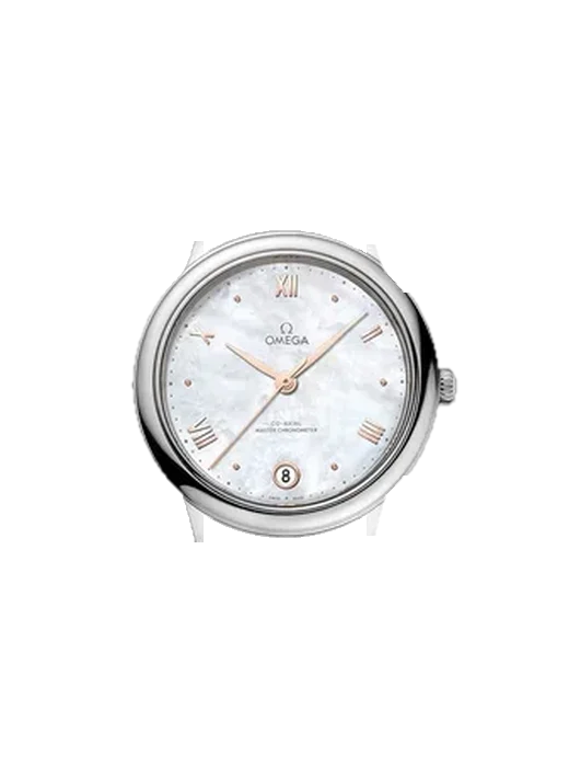 De Ville 434.10.34.20.05.001 mit Rotes Saffiano-Armband mit ecrufarbenen Nähten