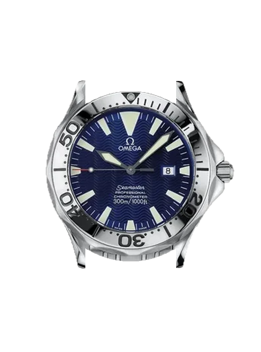 Seamaster Diver 300M 2055.80.00 con Correa Saffiano negra con costuras en color crudo