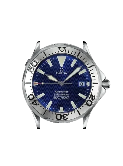 Seamaster Diver 300M 2256.80.00 with Blue Alligator and Rubber Hybrid Strap