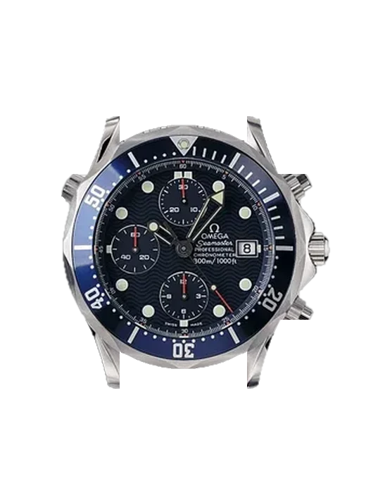 Seamaster Diver 300M 2599.80.00 with Blue Alligator and Rubber Hybrid Strap