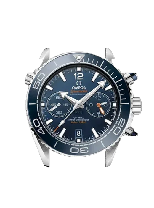Seamaster Planet Ocean 215.30.46.51.03.001 mit Vintage Kalbslederarmband Braun — Natürliche Patina