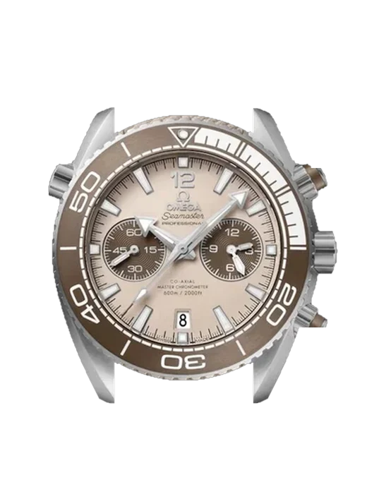Seamaster Planet Ocean 215.32.46.51.09.001 mit Vintage Kalbslederarmband Braun — Natürliche Patina