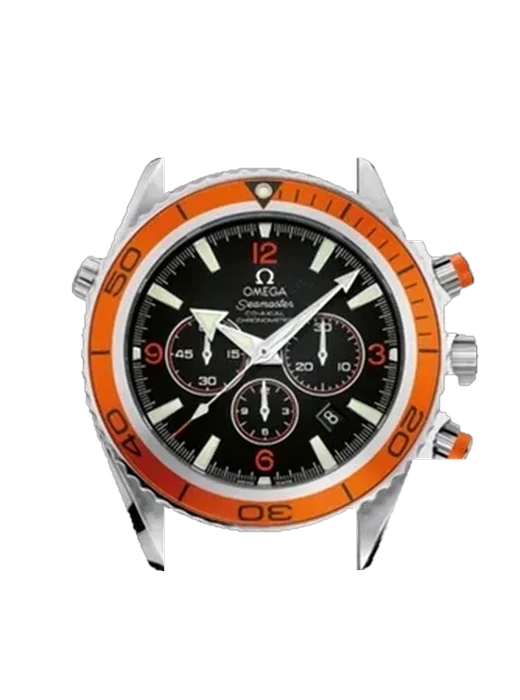 Seamaster Planet Ocean 2218.50.00 mit Vintage Kalbslederarmband Braun — Natürliche Patina