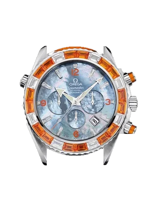 Seamaster Planet Ocean 222.28.46.50.57.002 mit Vintage Kalbslederarmband Braun — Natürliche Patina
