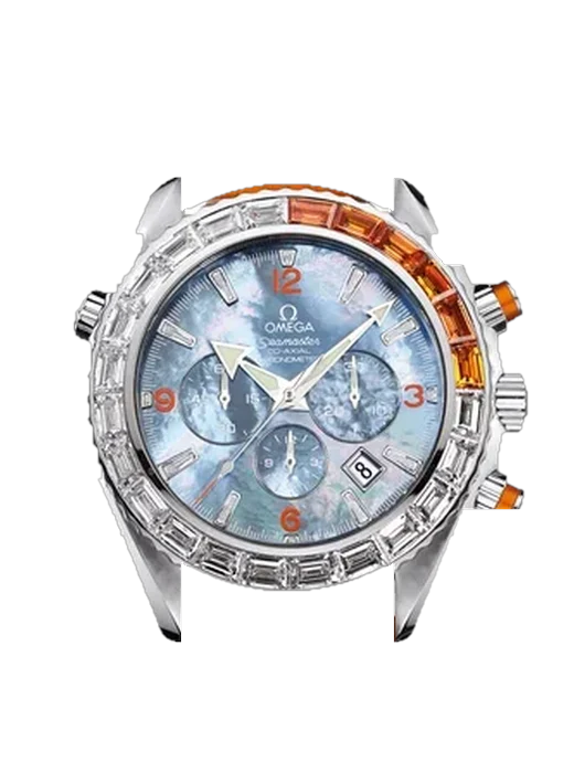Seamaster Planet Ocean 222.28.46.50.57.003 mit Vintage Kalbslederarmband Braun — Natürliche Patina