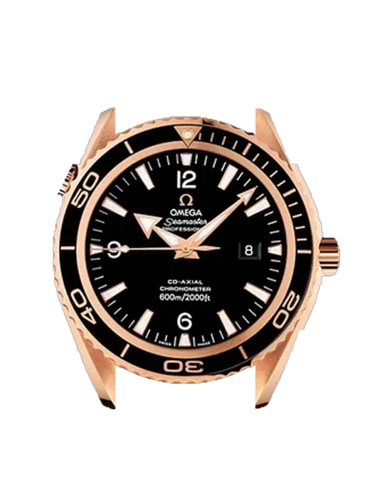 Seamaster Planet Ocean 222.60.46.20.01.001 mit Vintage Kalbslederarmband Braun — Natürliche Patina