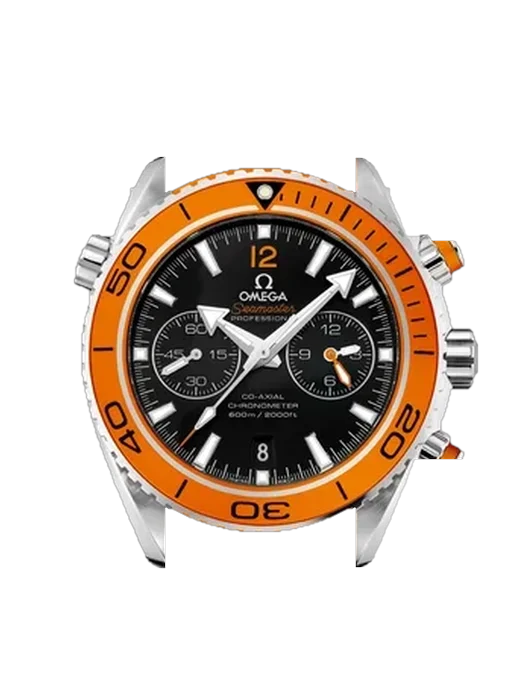 Seamaster Planet Ocean 232.32.46.51.01.001 con Correa de piel de becerro vintage marrón — Patina natural