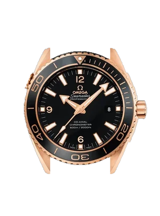 Seamaster Planet Ocean 232.63.46.21.01.001 con Correa de piel de becerro vintage marrón — Patina natural
