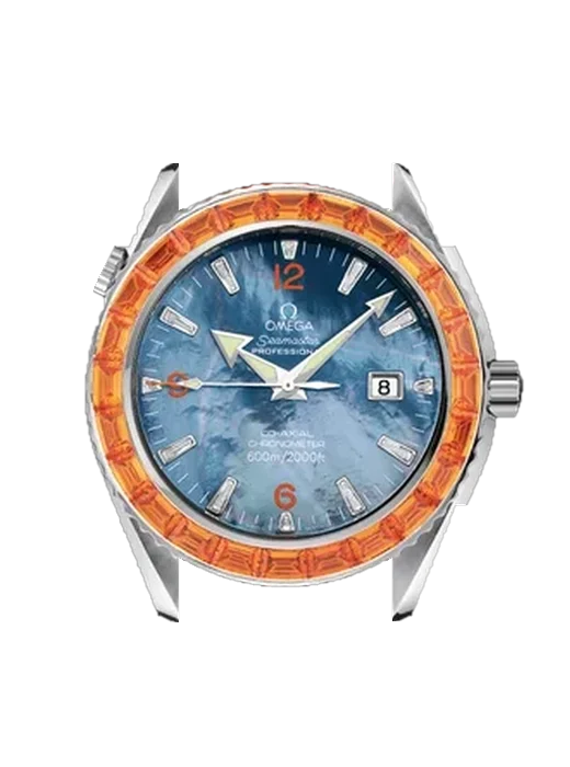 Seamaster Planet Ocean 2902.50.38 with Blue Alligator and Rubber Hybrid Strap