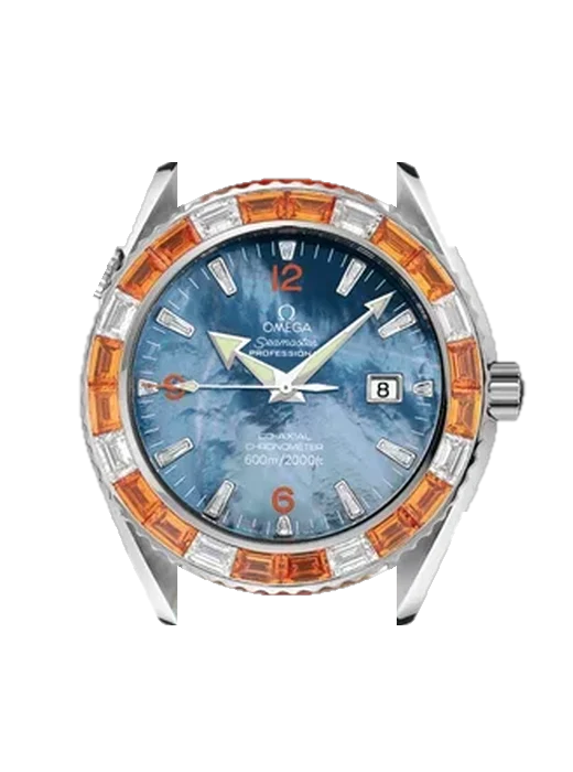 Seamaster Planet Ocean 2905.50.38 con Correa de piel de becerro vintage marrón — Patina natural