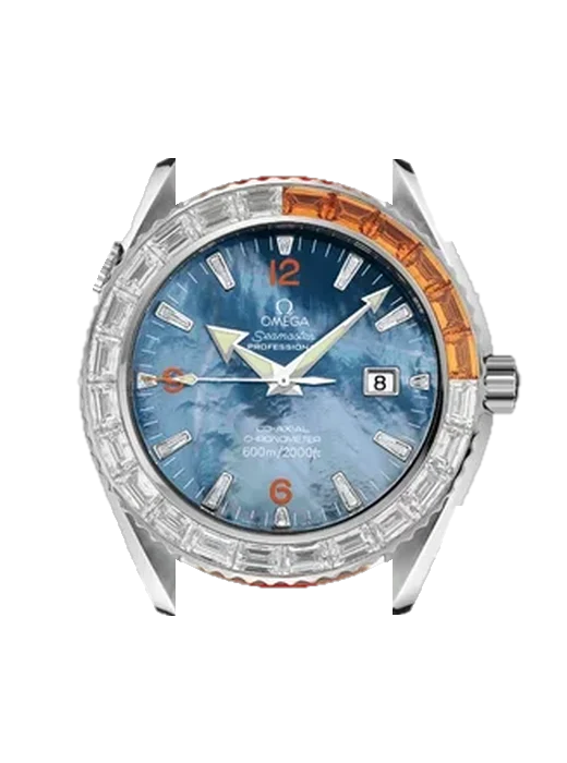 Seamaster Planet Ocean 2906.50.38 con Correa de piel de becerro vintage marrón — Patina natural