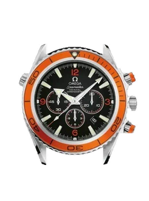 Seamaster Planet Ocean 2918.50.82 con Correa de piel de becerro vintage marrón — Patina natural
