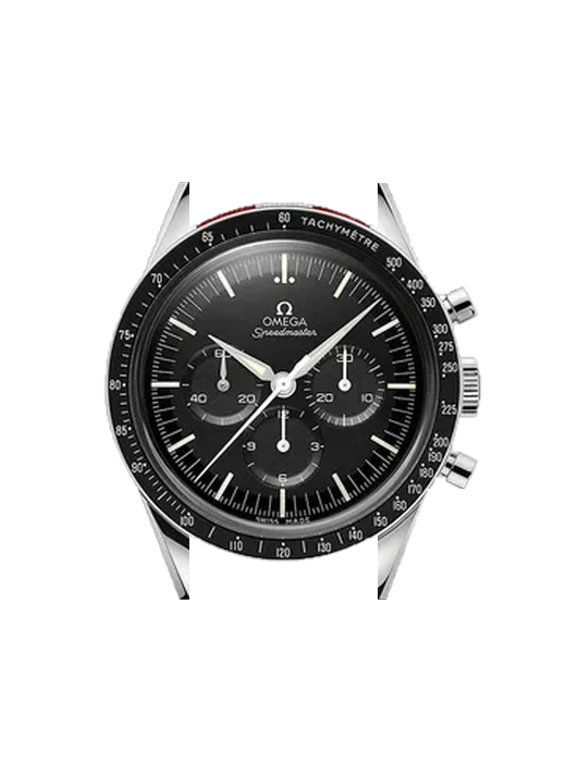 Speedmaster First Omega in Space 311.32.40.30.01.002 avec Bracelet de montre en cuir de veau vintage marron — Patine naturelle