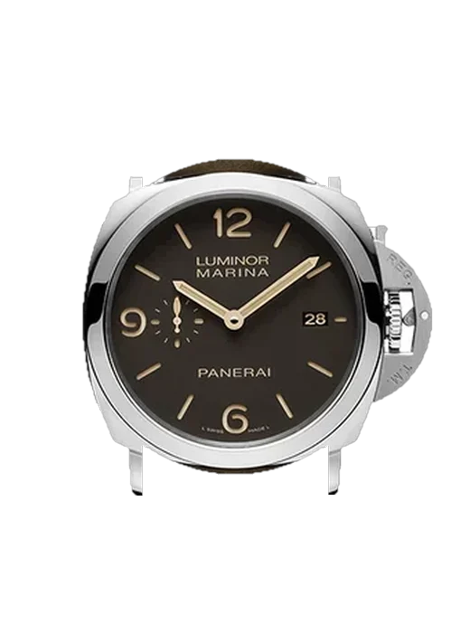 Luminor 1950 PAM00608 avec Bracelet de montre en cuir de veau vintage marron — Patine naturelle