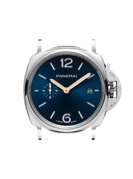 Luminor Due PAM01124 mit Vintage Kalbslederarmband Braun — Natürliche Patina