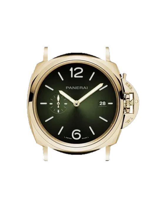 Luminor Due PAM01423 mit Vintage Kalbslederarmband Braun — Natürliche Patina