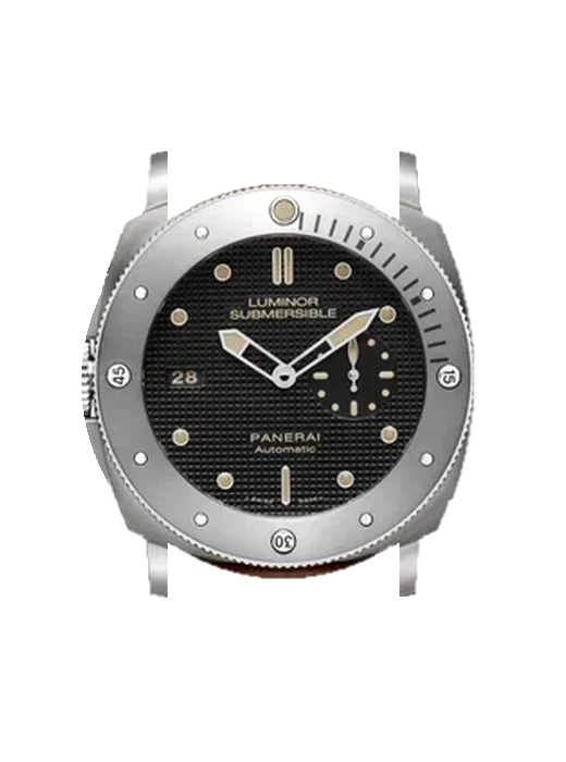 Submersible PAM00569 con Correa de piel de becerro vintage marrón — Patina natural