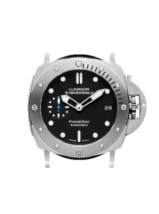 Submersible PAM00682 con Correa de piel de becerro vintage marrón — Patina natural