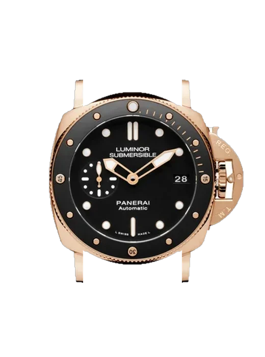 Submersible PAM00684 con Correa de piel de becerro vintage marrón — Patina natural