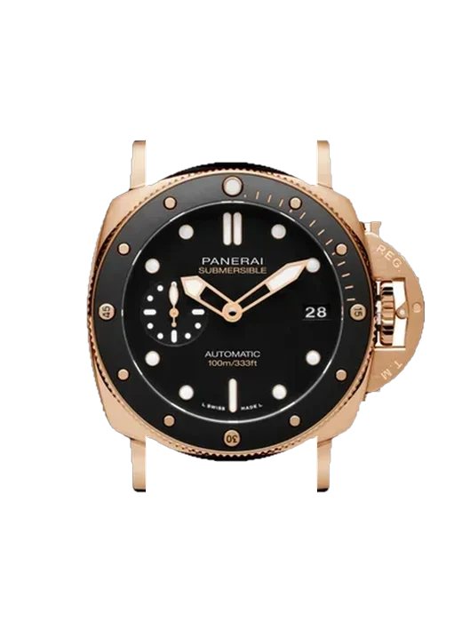 Submersible PAM00974 con Correa de piel de becerro vintage marrón — Patina natural