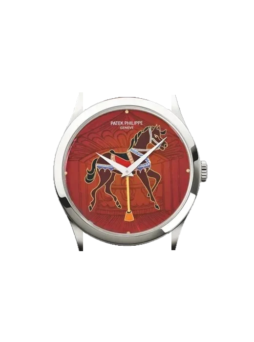 Calatrava 5077P-062 avec Bracelet Alligator Nubuck Noir avec Surpiqûre Ton sur Ton Faite Main